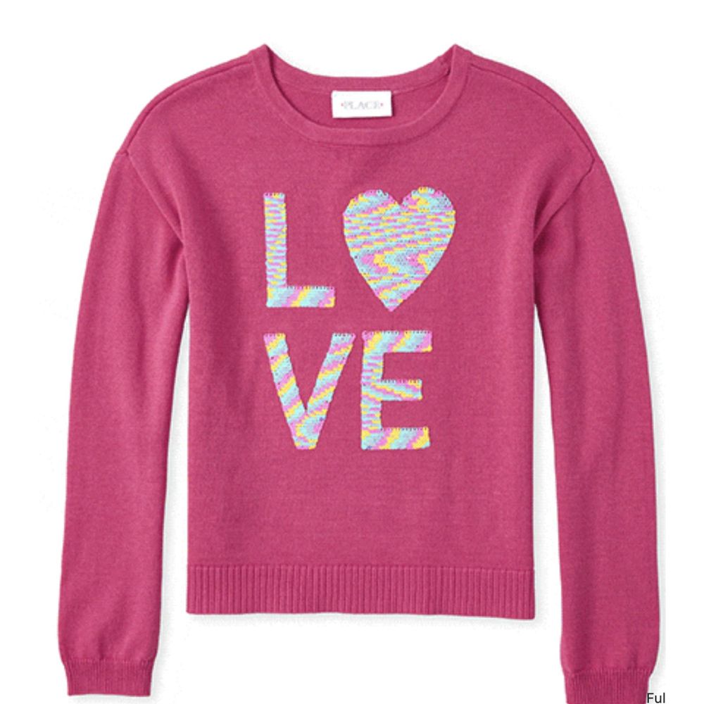 Girls Flip Sequin Love Sweater (7/8)